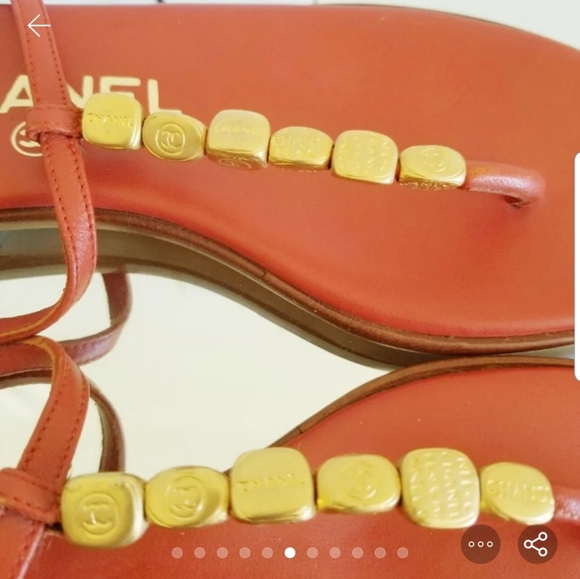 Chanel Red Brick Leather Thong Sandals 37 - Picture 5 of 8